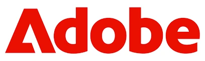 Adobe logo with bold red lettering on a white background.