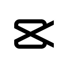 CapCut logo featuring a bold black abstract design with intersecting diagonal and horizontal lines, forming a stylized “X” shape on a white background.