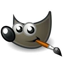 GIMP official logo featuring a cartoon-style wolf-like character holding a paintbrush in its mouth, representing the free and open-source image editing software.