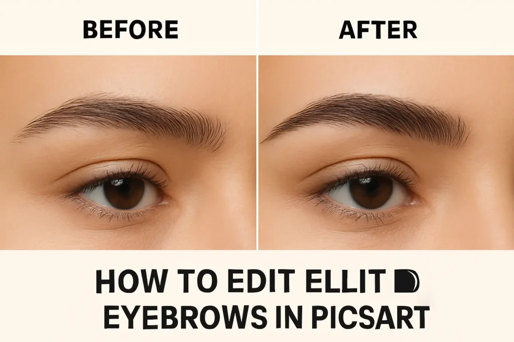 How to Edit Eyebrows in PicsArt 2 Before and after PicsArt eyebrow editing tutorial – natural feathered brows