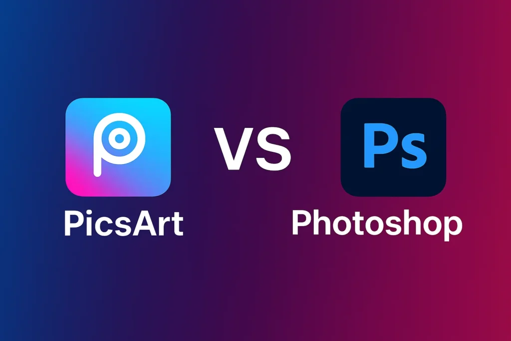 PicsArt and Photoshop logo comparison feature image